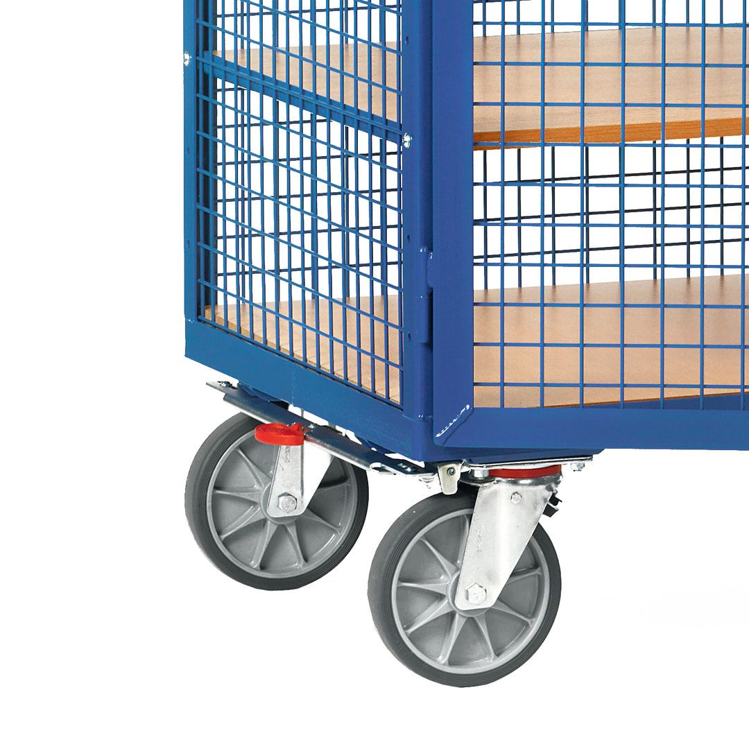 Fetra - Etagen-Kastenwagen - Tragkraft 750 kg - 680 x 1.000 mm (BxT) - Drahtgitter - 2 Türen - Stangenverschluss - brillantblau