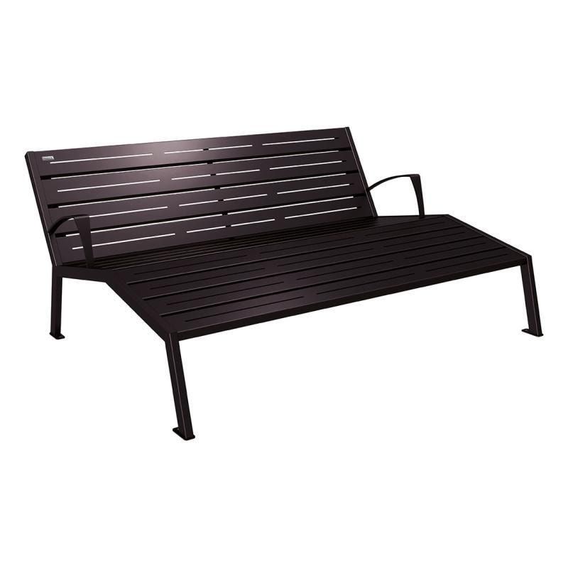 Liegestuhl aus Stahl - mit Armlehnen - 808 x 1.800 mm (HxB) - Farbe enzianblau - Parkbank - Gartenbank