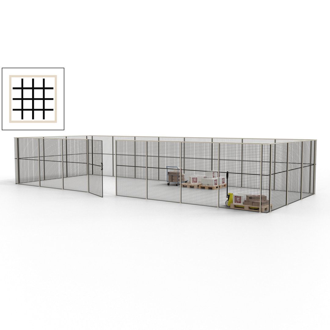 Maschinen Schutzgitter - Hallentrennwand - Sicherheitszaun - Tür - 33 m - 2.200 x 12.400 x 4.900 mm (HxBxT) - enzianblau