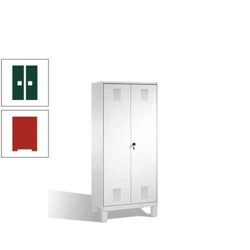 Doppel-Spind, Doppeltüren, Garderobenschrank mit Füßen, 2 Abteile a 400 mm, Korpus anthrazitgrau, Tür anthrazitgrau, 1.850 x 800 x 500 mm (HxBxT)