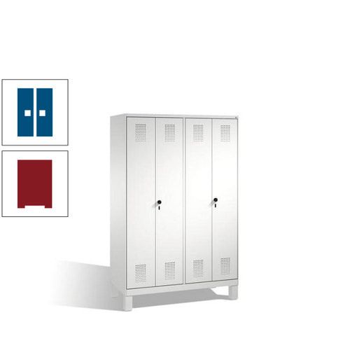 Doppel-Spind, Doppeltüren, Garderobenschrank mit Füßen, 4 Abteile a 300 mm, Korpus anthrazitgrau, Tür anthrazitgrau, 1.850 x 1.200 x 500 mm (HxBxT)