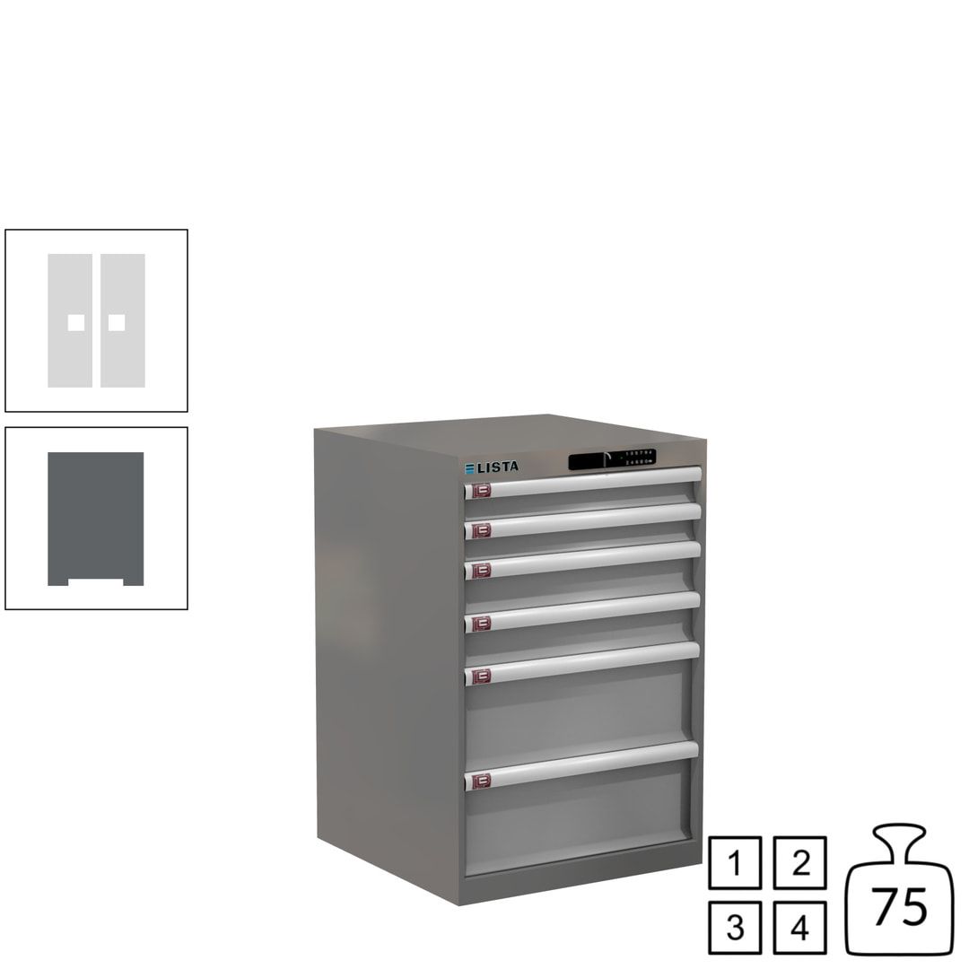 Lista Schubladenschrank - 14.258.010 - 850x564x572 mm (HxBxT) - 6 Schubladen - 75 kg - Key Lock - lichtblau (RAL 5012)