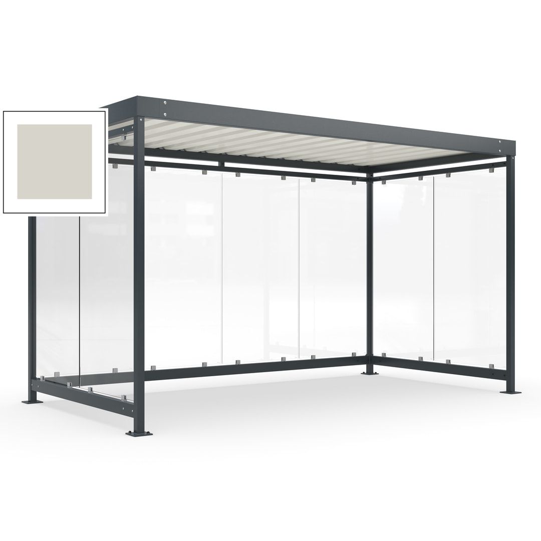 Fahrradunterstand, Fahrgastunterstand, Bushaltestelle, Bausatz, 12-13 Personen, 2.510 x 4.195 x 2.165 mm (HxBxT), 8 Wände, Achatgrau