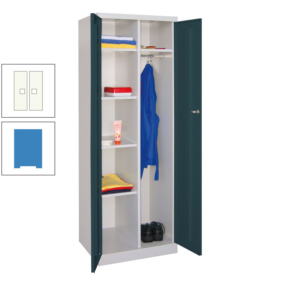 Kleiderschrank mit Sockel - Spind - 1 Abteil mit Trennwand - 1.800x600x500 mm (HxBxT) - Zylinderschloss - anthrazitgrau
