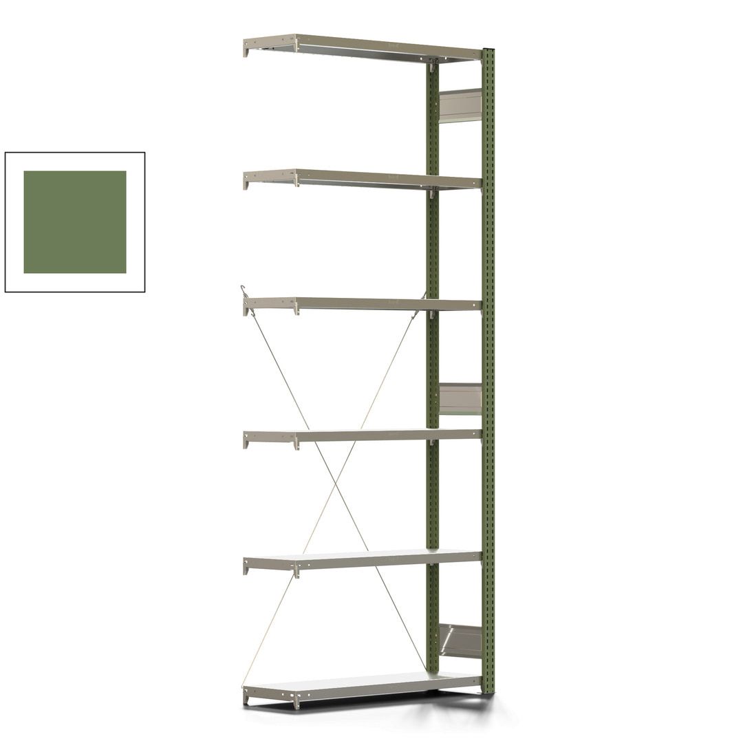 Fachbodenregal mit Tiefenriegel - 350 kg - 2.500 x 1.005 x 326 mm (HxBxT) - Anbauregal - 6 Böden - enzianblau - Lagerregal - Steckregal BERT