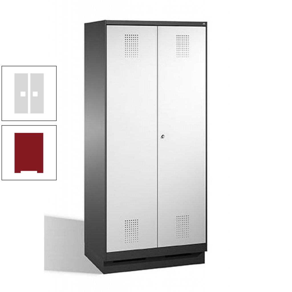 Doppel-Spind, Doppeltüren, Garderobenschrank mit Sockel, 2 Abteile a 400 mm, Korpus anthrazitgrau, Tür anthrazitgrau, 1.800 x 800 x 500 mm (HxBxT)