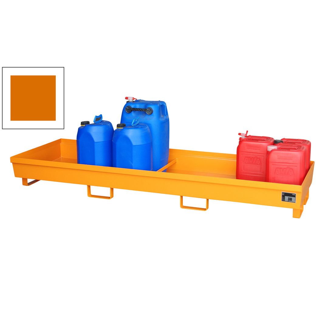 Ineinander stapelbare Auffangwanne - Stahl - 280 l Volumen - Breite 2.400 mm - feuerrot