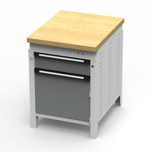OTTOKIND Werkbank - Arbeitsplatte bündig - 850 x 605 x 750 mm (HxBxT) - Schublade - Schrank - lichtgrau