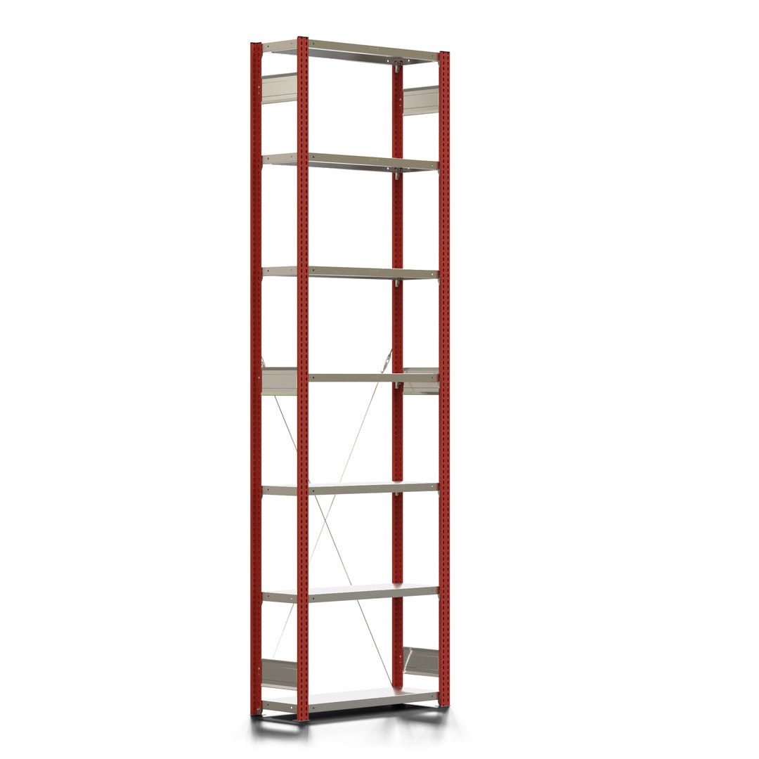Fachbodenregal mit Tiefenriegel - 250 kg - 3.000 x 875 x 300 mm (HxBxT) - Anbauregal - Rahmen enzianblau - Böden verzinkt, Steckregal BERT