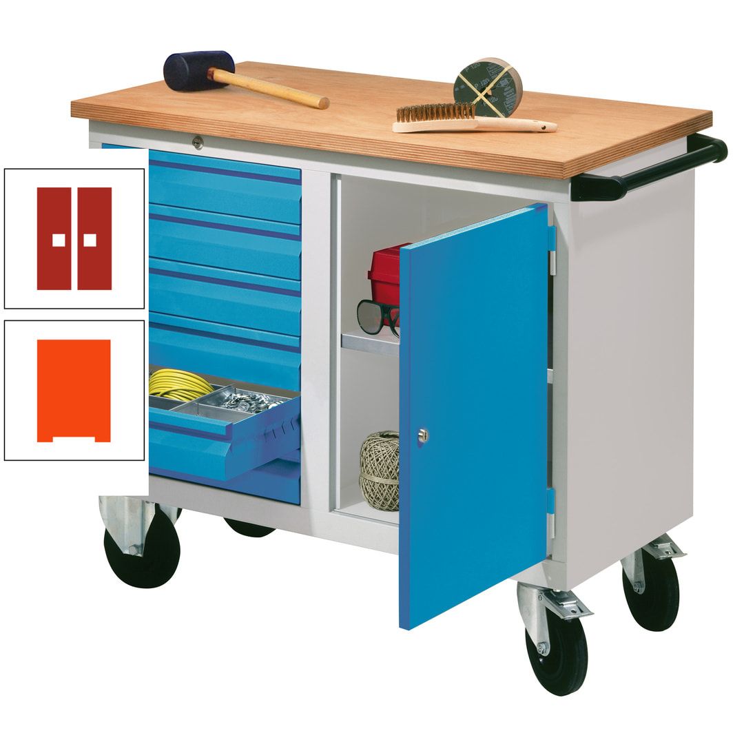 Mobile Werkbank - Werkstattwagen - 915 x 1.090 x 600 mm - 6 Schubladen und Schrankfach - anthrazitgrau