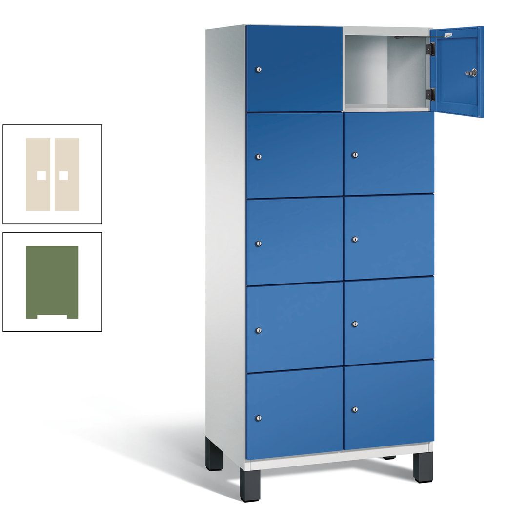 Fächerschrank, Stahlschrank, 10 Fächer, Türöffnungsbegrenzer, Füße, 1.980 x 800 x 525 mm (HxBxT), Korpus anthrazitgrau, Front anthrazitgrau