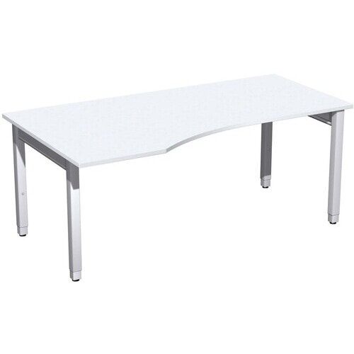 Eckschreibtisch, Ecke links, Füße einseitig verkürzt, 4-Fuß Quadrat Pro, höhenverstellbar, 680-800 x 1.600x 1.000 mm (HxBxT), Dekor Ahorn