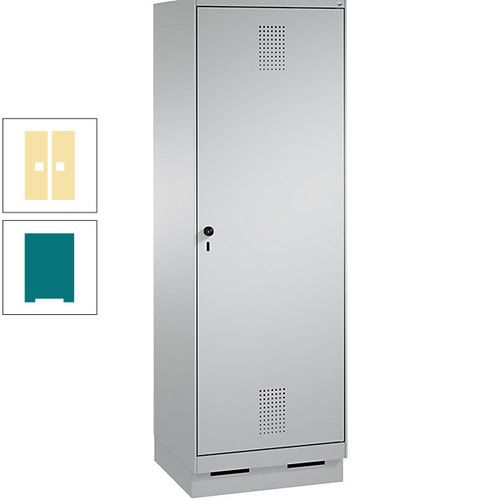 Doppel-Spind, Garderobenschrank, 1 Tür für 2 Abteile a 300 mm, Korpus anthrazitgrau, Türen anthrazitgrau, 1.800 x 600 x 500 mm (HxBxT)
