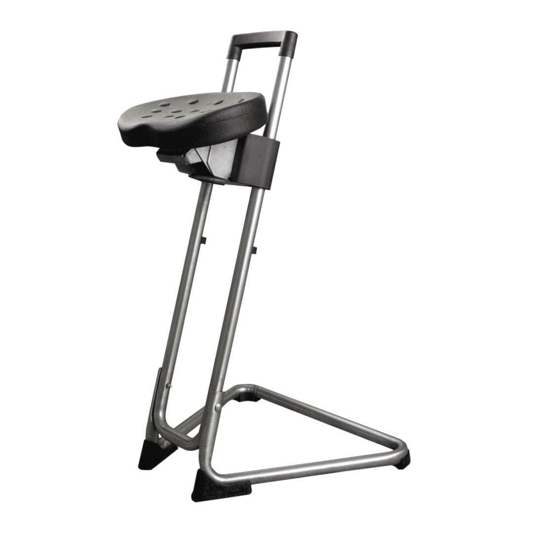 Ergonomische Stehhilfe - höhenverstellbar 60 bis 85 cm - Sitz Kunstleder, atollblau - Gestell schwarz