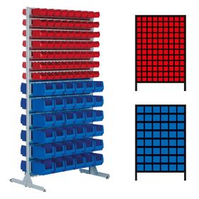 Stationäres Regal mit Sichtlagerkästen beidseitig - Bestückung wählb. - flexibles Stecksystem, robust und kippsicher - 1.510 x 1.010 x 600 mm (HxBxT)