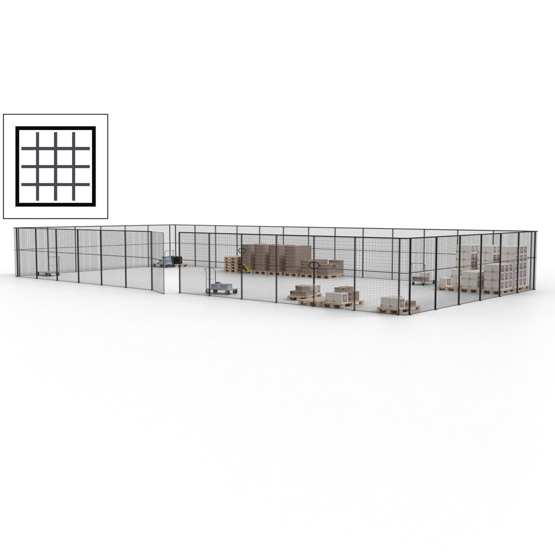 Maschinen Schutzgitter - Hallentrennwand - Sicherheitszaun - Tür - 57 m - 2.200 x 19.900 x 9.400 mm (HxBxT) - enzianblau
