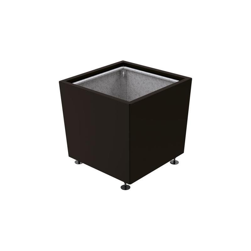 Pflanzkübel, 2 mm Stahlblech fvz, innen Blech feuerverzinkt mit Verladungsgriffen, verstellbare Füße, 760 x 785 x 785 mm (HxBxT), enzianblau