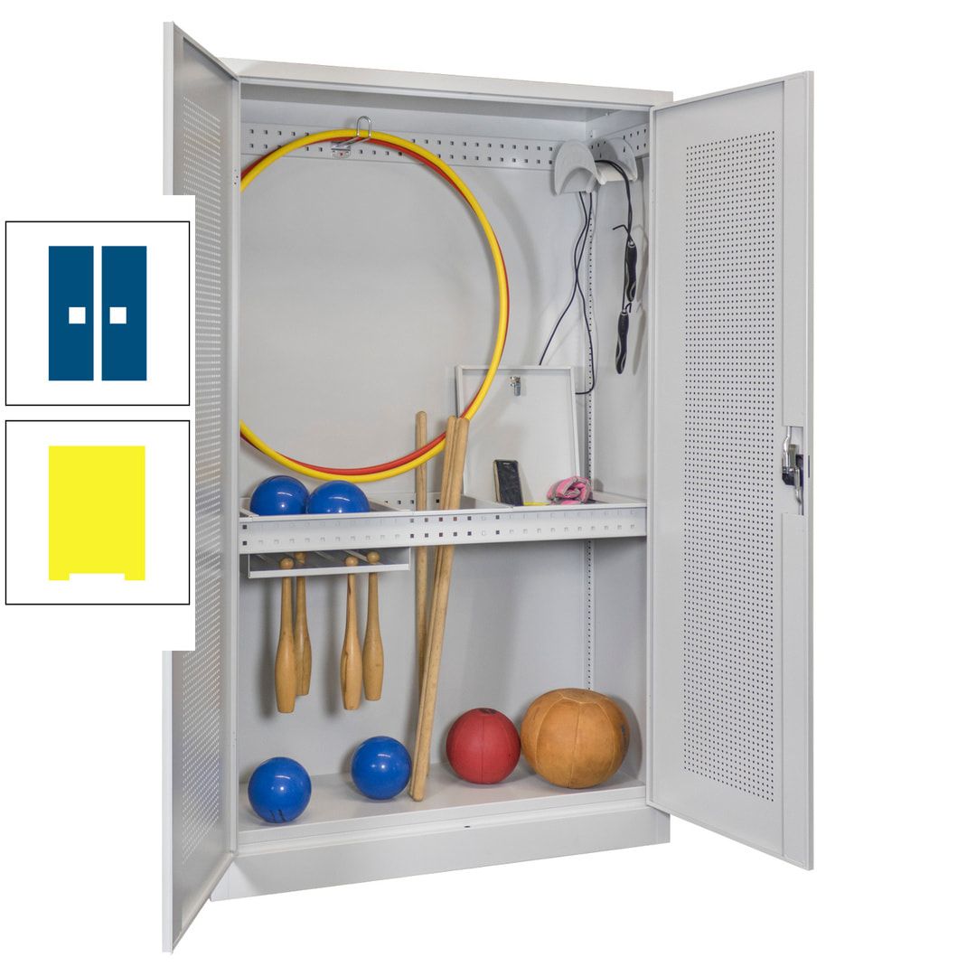 Sportschrank - Lochfeldtüren - Variante 1 - 1.950x1.200x500 mm (HxBxT) - anthrazitgrau
