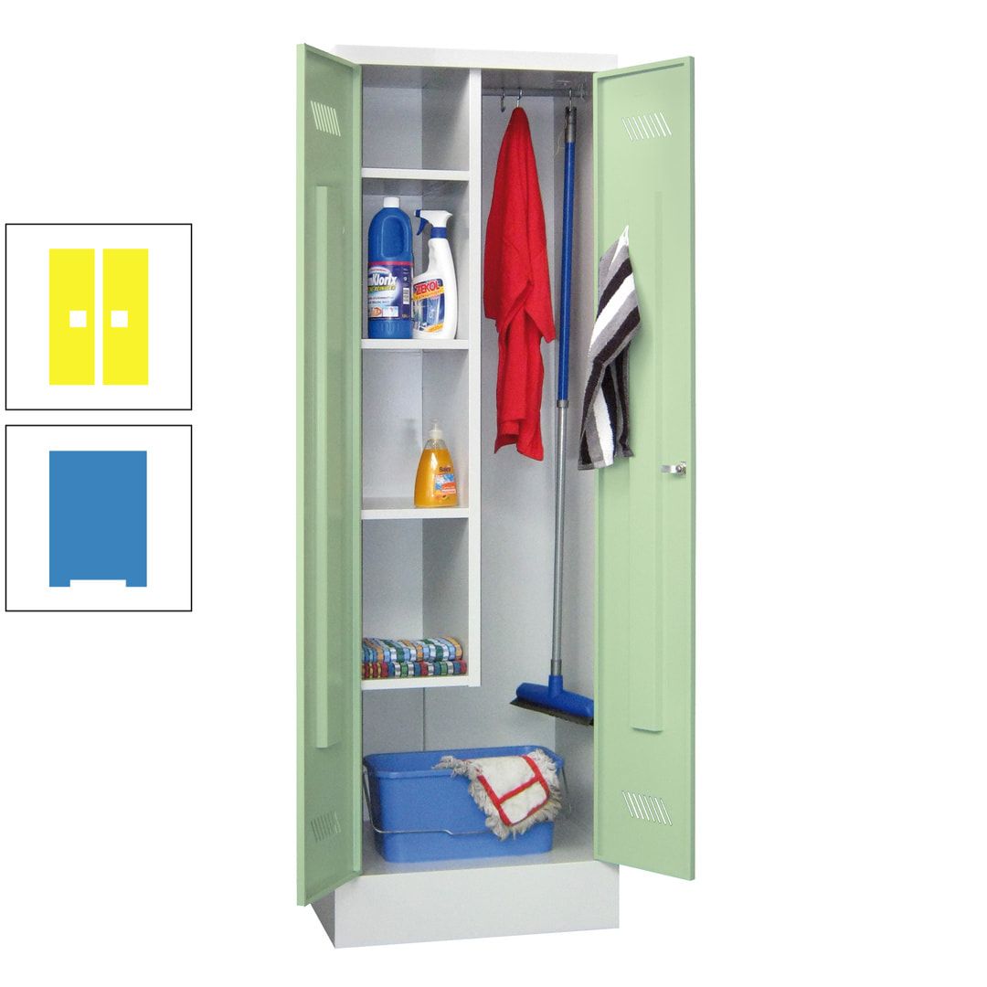 Putzschrank mit Sockel - 1 Abteil mit Trennwand - 1.850x600x500 mm (HxBxT) - Drehriegel - anthrazitgrau