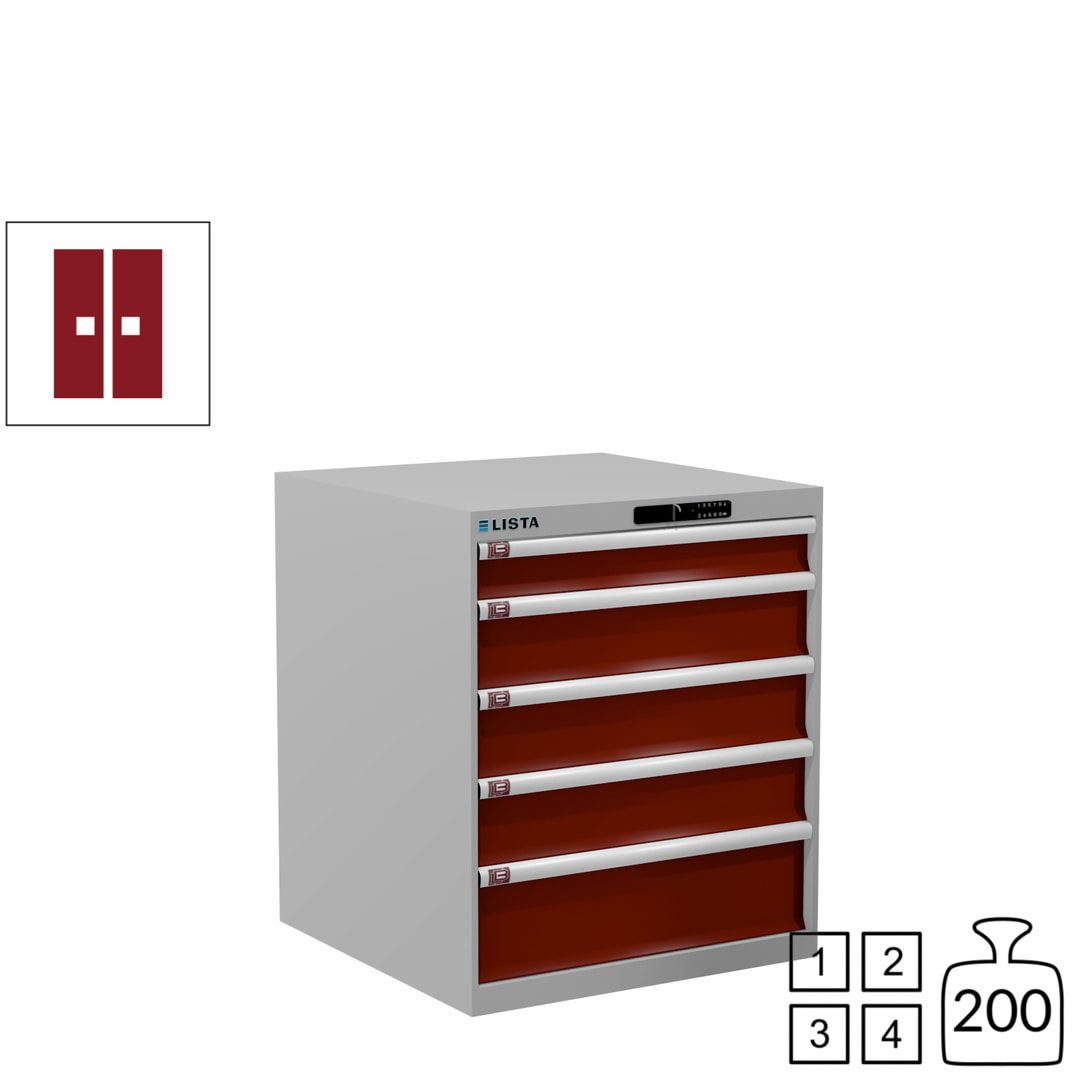 Lista Schubladenschrank - 14.410.010 - 850x717x725 mm (HxBxT) - 5 Schubladen - 75 kg - Key Lock - lichtblau (RAL 5012)