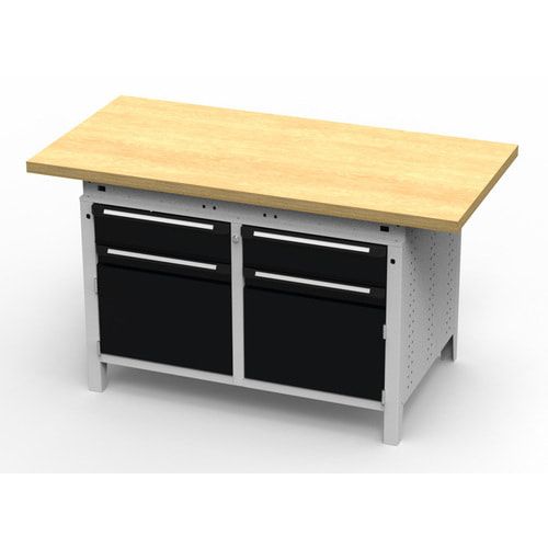 OTTOKIND Werkbank - bündige Arbeitsplatte - 850 x 1.150 x 750 mm (HxBxT) - 2 Schubladen - 2 Schränke - lichtgrau