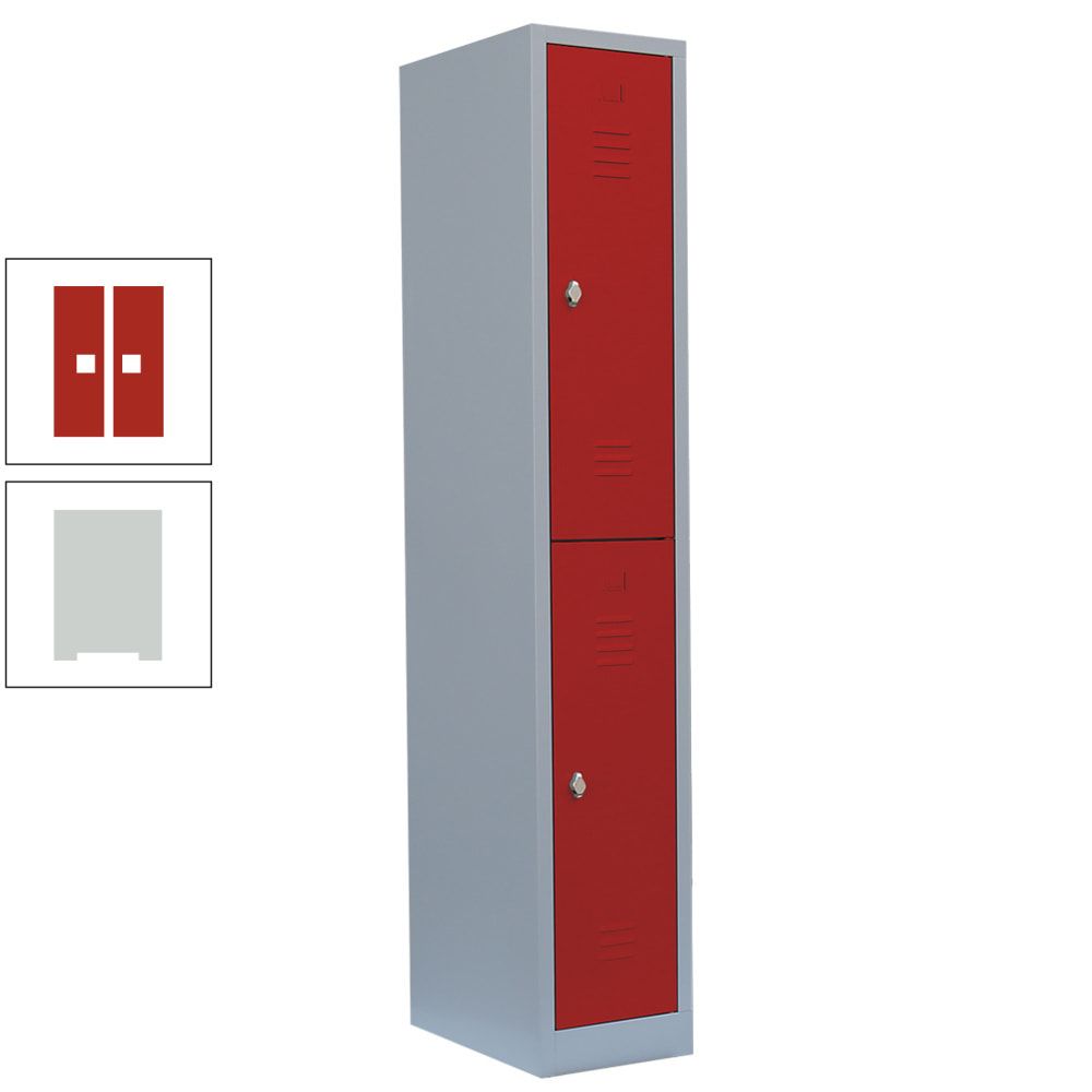 Garderobenschrank, Doppelstockspind, 1 Abteil, 2 Fächer, 1.800 x 315 x 500 mm (HxBxT), Stahl, Drehriegel, Korpus: lichtgrau, Front: anthrazitgrau