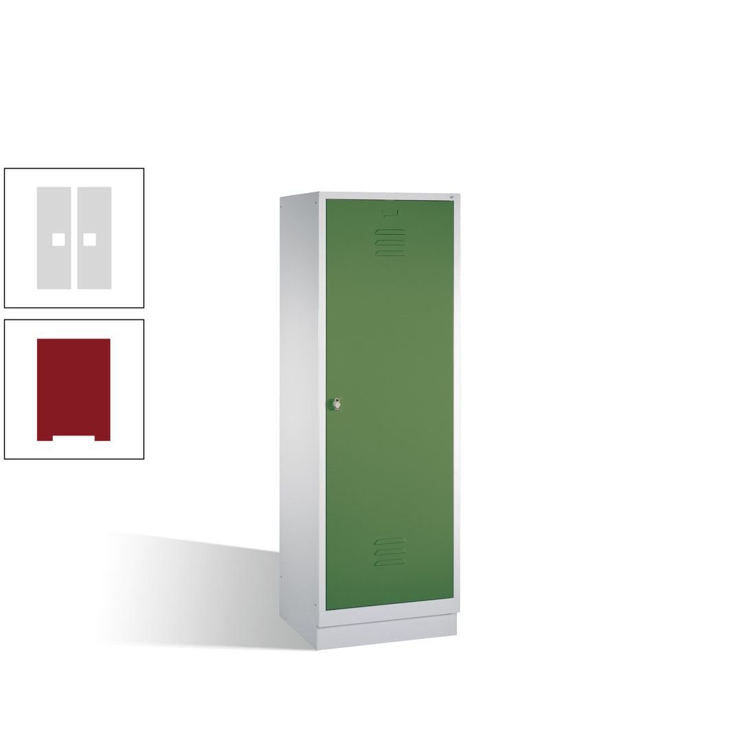 Doppel-Spind mit Großtür, Garderobenschrank mit Sockel, 2 Abteile a 300 mm, Korpus anthrazitgrau, Tür anthrazitgrau, 1.800 x 610 x 500 mm (HxBxT)