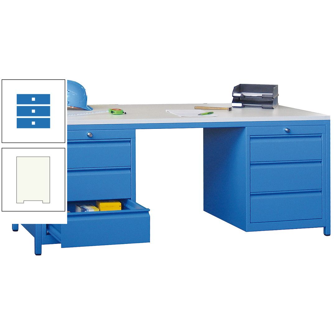 Meisterschreibtisch - 2 Schubladenblöcke - 6 Schubladen - 720 x 1.700 x 800 mm (HxBxT) - anthrazitgrau