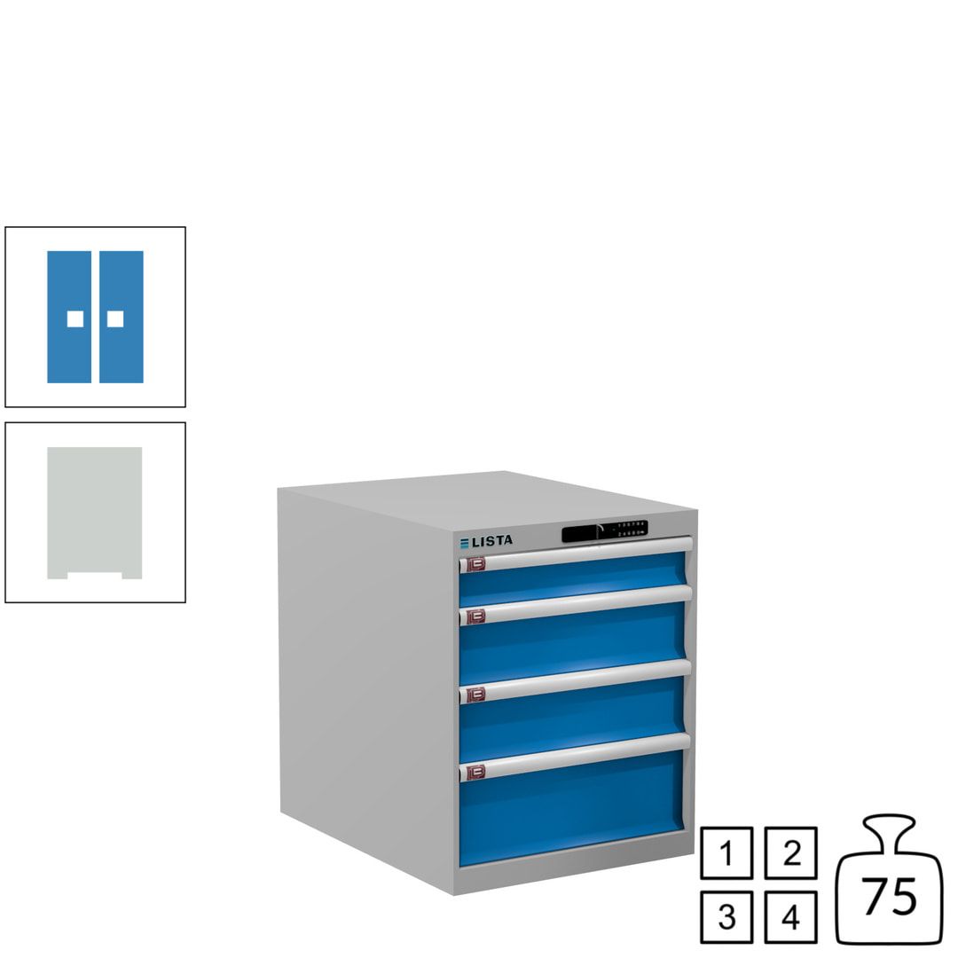 Lista Schubladenschrank - 14.350.010 - 700x564x725 mm (HxBxT) - 4 Schubladen - 75 kg - Key Lock - lichtblau (RAL 5012)