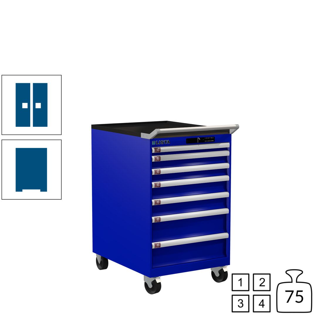 Lista Schubladenschrank - 14.372.010 - 990 x 564 x 725 mm (HxBxT) - 7 Schubladen - 75 kg - Key Lock - lichtblau (RAL 5012)