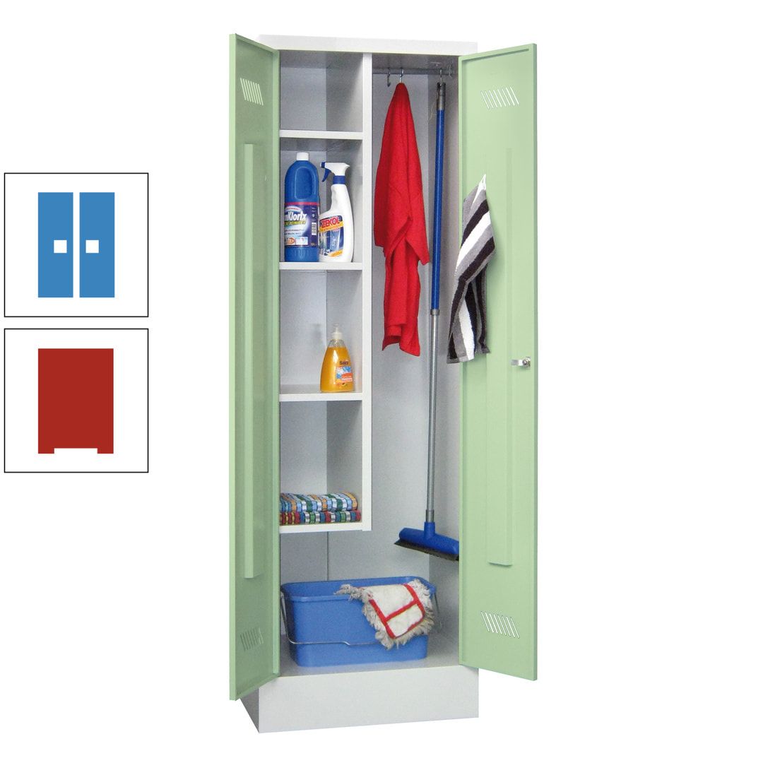 Putzschrank mit Sockel - 1 Abteil mit Trennwand - 1.850x600x500 mm (HxBxT) - Drehriegel - anthrazitgrau