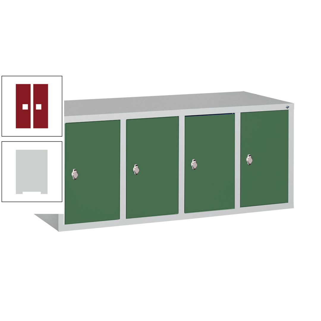 Aufsatzschrank für Spinde und Schließfachschränke, 4 Abteile, Korpus anthrazitgrau, Türen anthrazitgrau, 500 x 1.190 x 500 mm (HxBxT), Stahlschrank