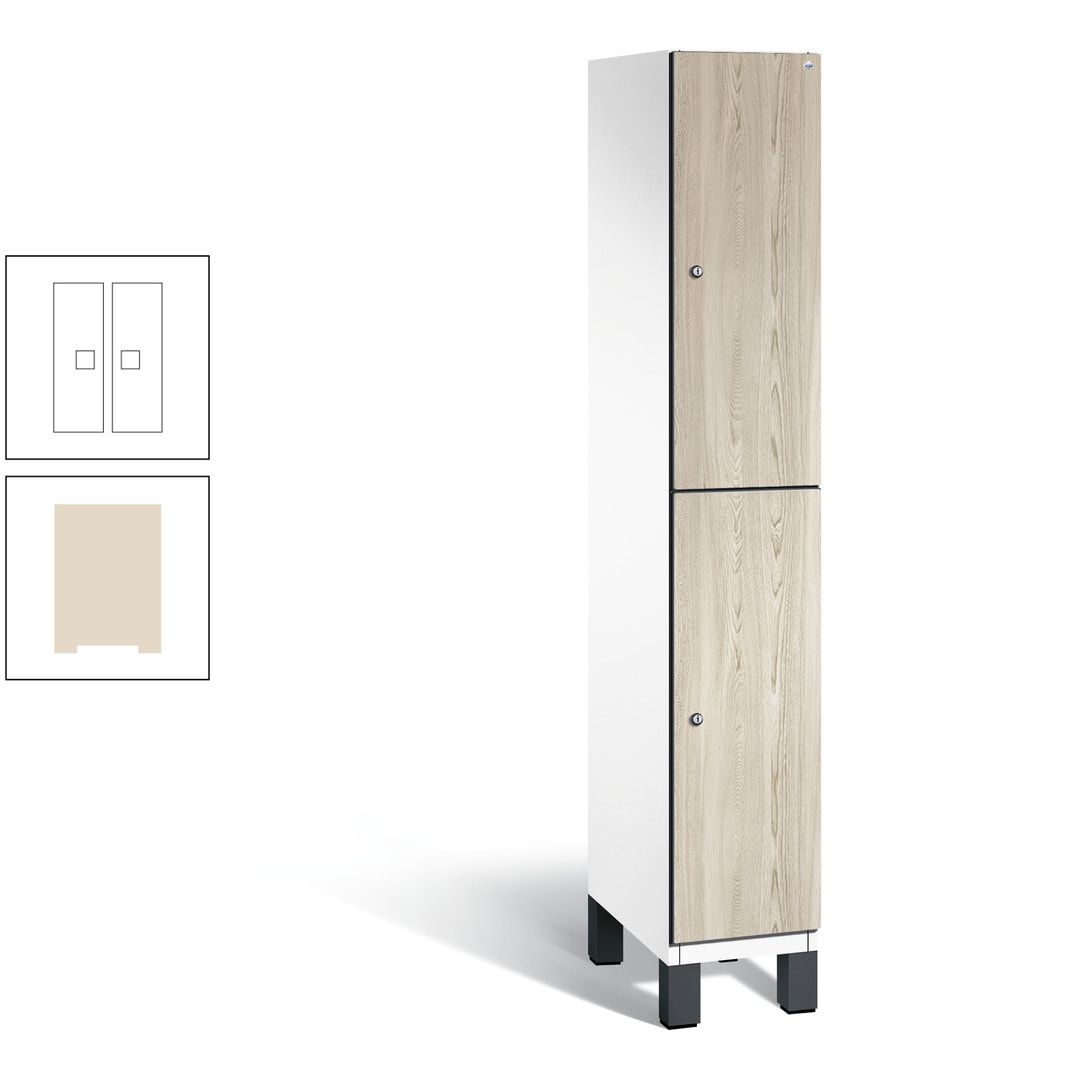 Fächerschrank, Garderobenschrank, mit Füßen, 1 Abteile, 1.980 x 300 x 525 mm (HxBxT), Korpus anthrazitgrau, Tür Donau-Ahorn