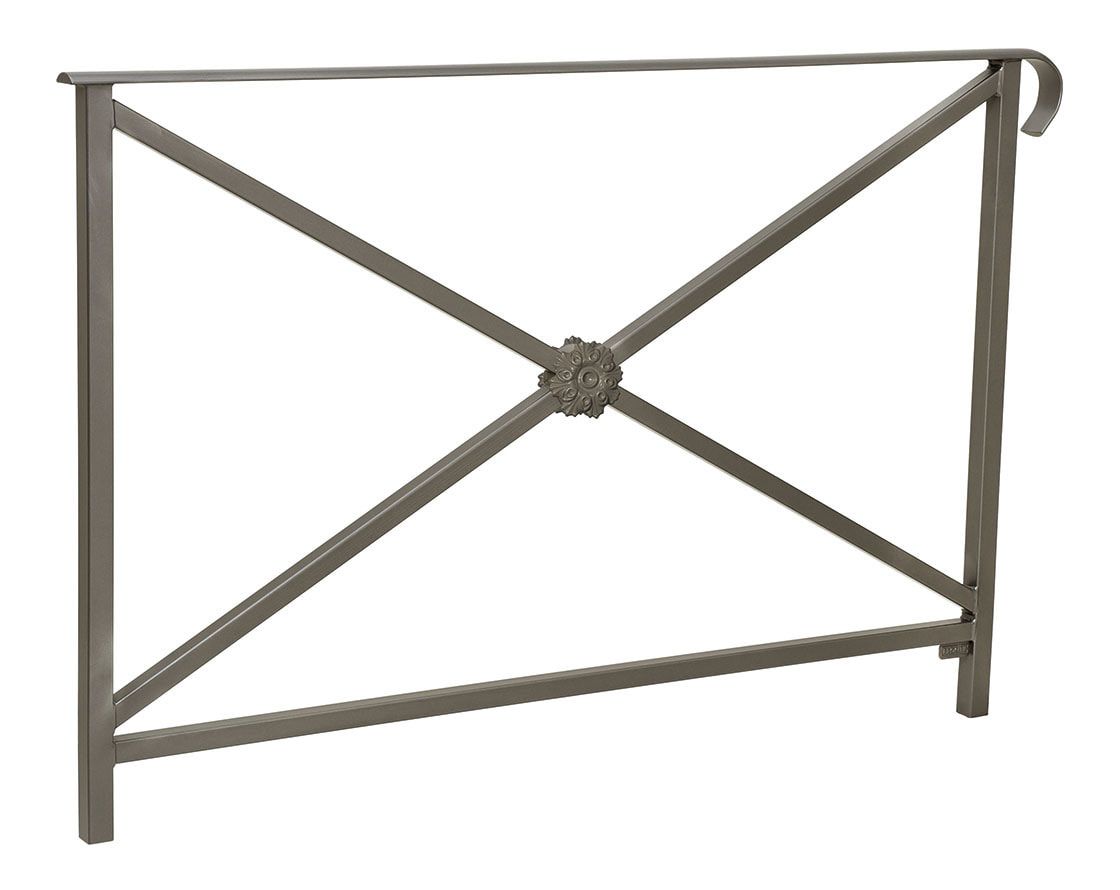 Geländer Kreuz und Kreis - 1.000 x 1.500 mm - flacher Handlauf - Farbe enzianblau - Außengeländer Systemgeländer