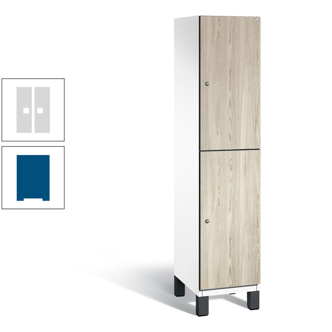 Fächerschrank, Garderobenschrank, mit Füßen, 1 Abteile, 1.980 x 400 x 525 mm (HxBxT), Korpus anthrazitgrau, Tür Donau-Ahorn