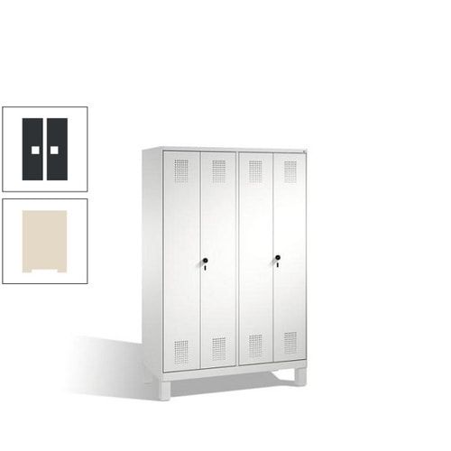 Doppel-Spind, Doppeltüren, Garderobenschrank mit Füßen, 4 Abteile a 300 mm, Korpus anthrazitgrau, Tür anthrazitgrau, 1.850 x 1.200 x 500 mm (HxBxT)