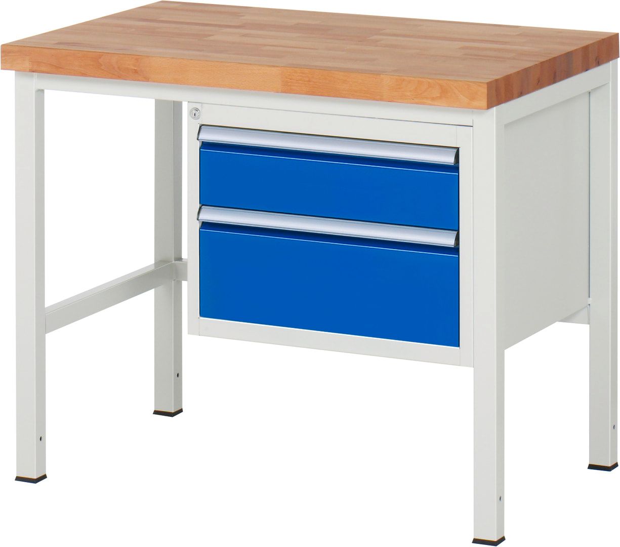 Werkbank - 2 Schubladen - Teilauszug - 150:1 / 210:1 - Höhe 840-1.040 mm - 1.000 x 700 mm - 1.250 kg - Buche - Anthrazitgrau