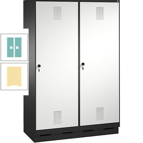 Doppel-Spind, Garderobenschrank, 2 Türen für 4 Abteile a 300 mm, Korpus anthrazitgrau, Türen anthrazitgrau, 1.800 x 1.200 x 500 mm (HxBxT)