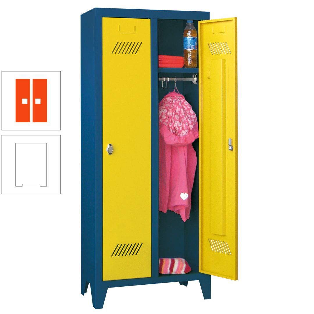 Spindschrank f. Kindergärten - mit Füßen - Höhe 1.300 mm - 2 Abteile a 250 mm - Zylinderschloss - anthrazitgrau