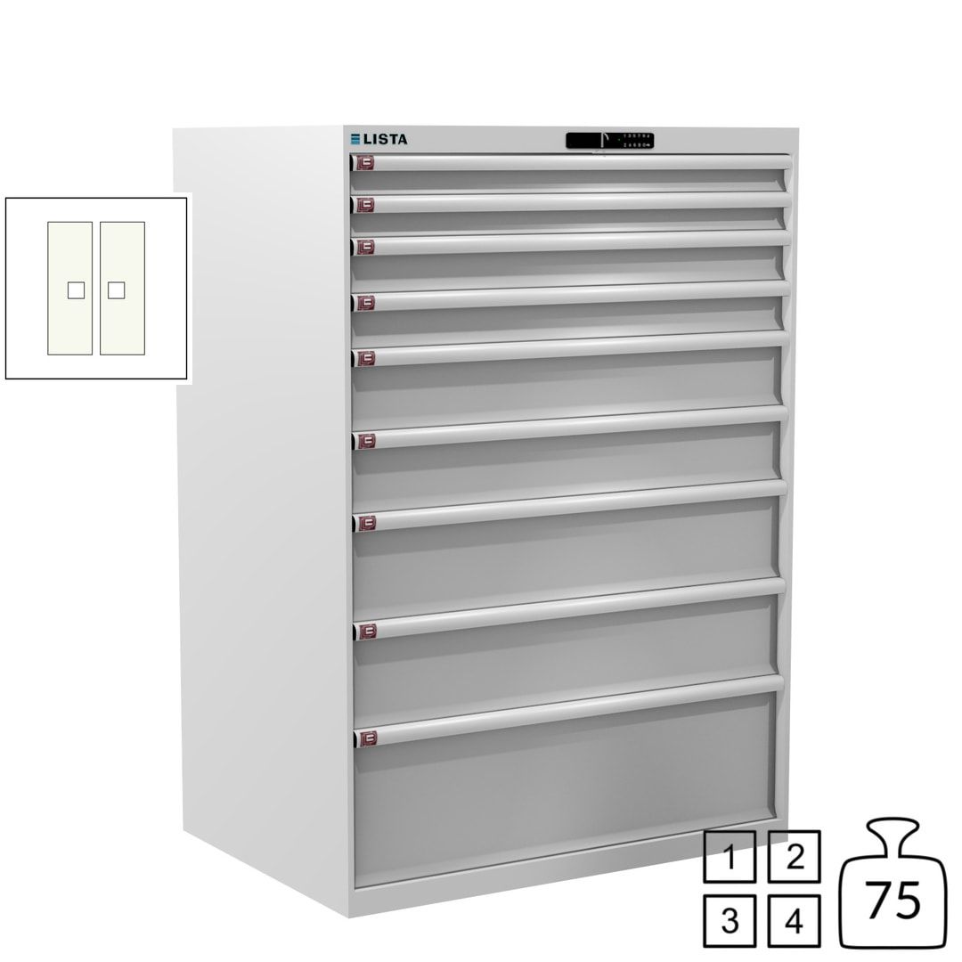 Lista Schubladenschrank - 12.550.010 - 1.450x1.023x725 mm (HxBxT) - 9 Schubladen - 200 kg - Key Lock - lichtblau (RAL 5012)