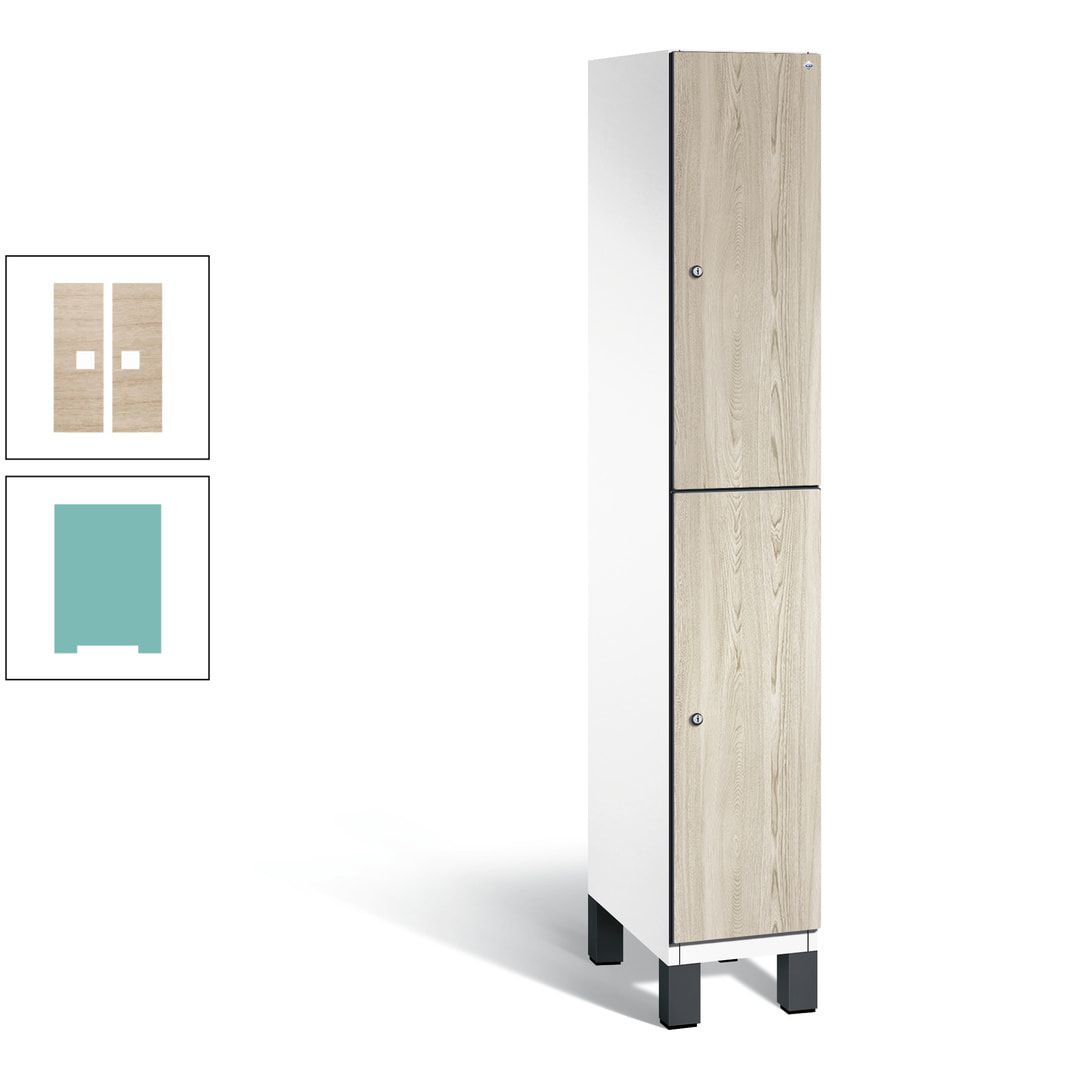 Fächerschrank, Garderobenschrank, mit Füßen, 1 Abteile, 1.980 x 300 x 525 mm (HxBxT), Korpus anthrazitgrau, Tür Donau-Ahorn