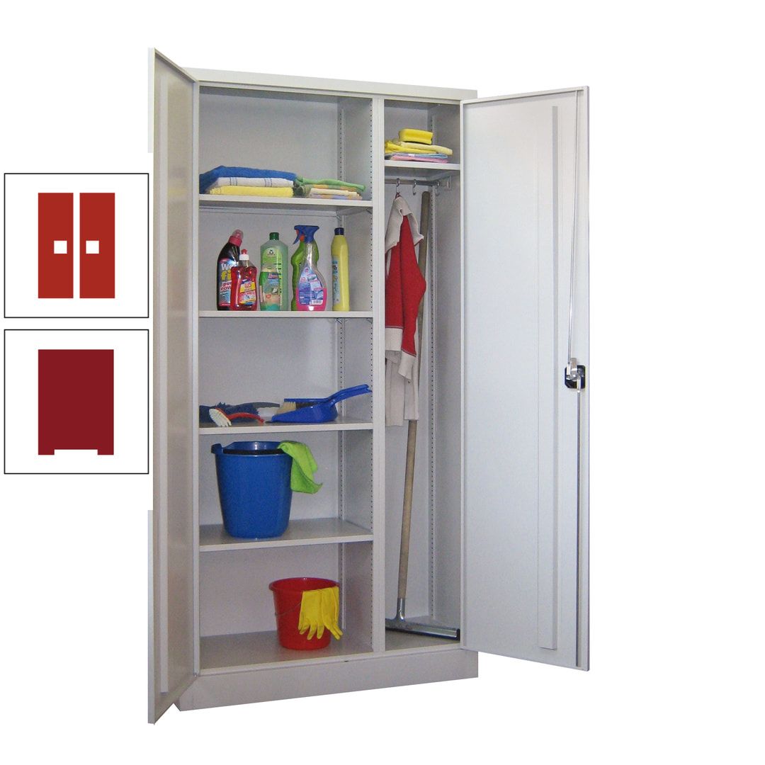 Putzschrank mit Trennwand - 1.950x1.000x400 mm (HxBxT) - Böden pulverbeschichtet - anthrazitgrau