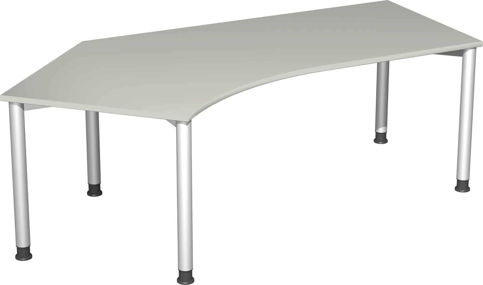 Schreibtisch, einseitig verkürzt, 4-Fuß Flex, Winkel links, höhenverstellbar, 680-800 x 2.166 x 1.130 mm (HxBxT), Gestell anthrazit, Dekor lichtgrau