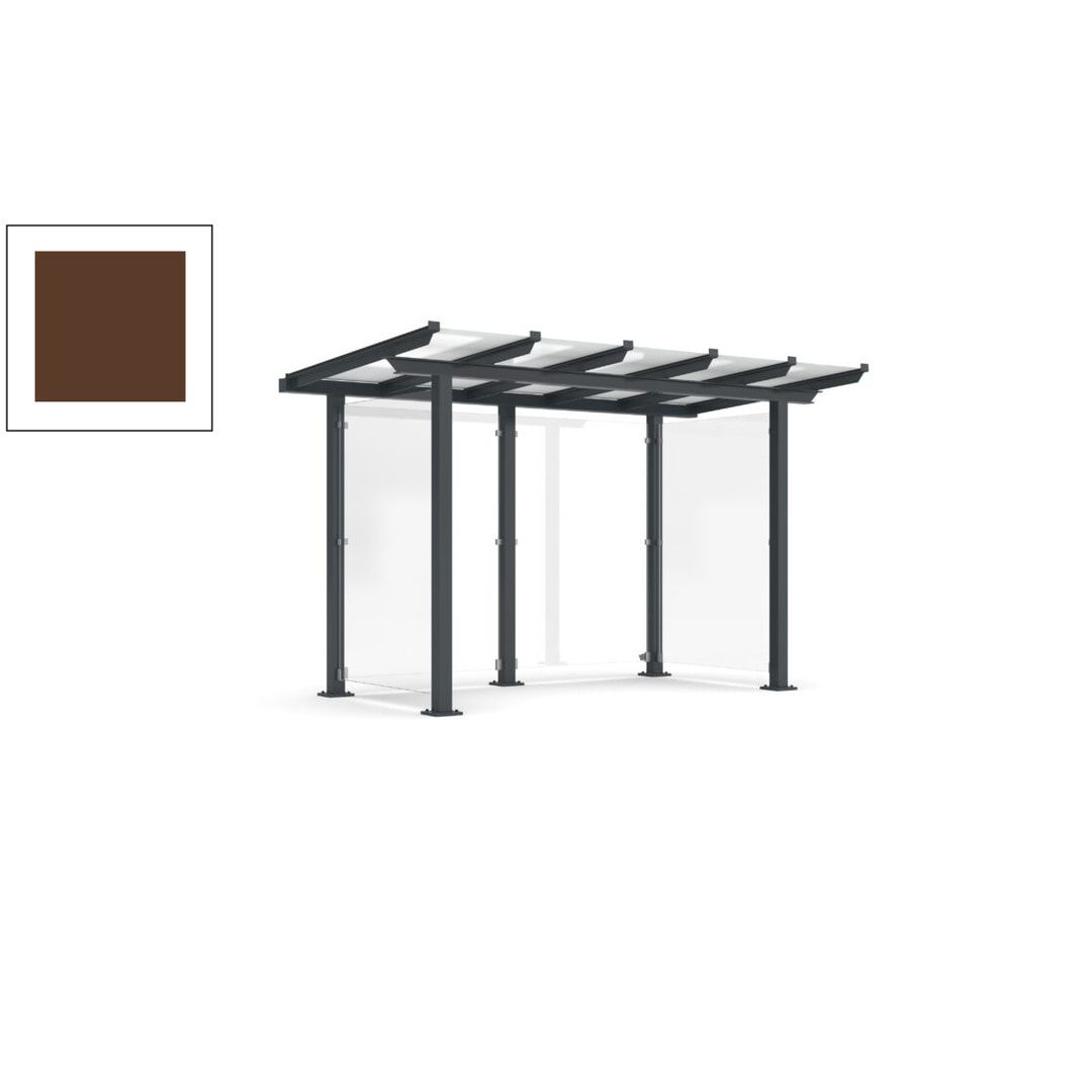 Unterstand mit Pultdach und Sicherheitsglas - feuerverzinkt und farbbeschichtet - 2.435 x 3.850 x 2.090 (HxBxT) - Farbe Achatgrau