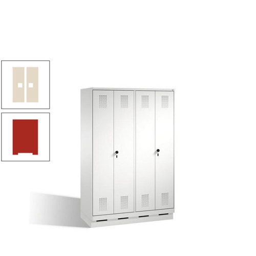 Doppel-Spind, Doppeltüren, Garderobenschrank mit Sockel, 4 Abteile a 300 mm, Korpus anthrazitgrau, Tür anthrazitgrau, 1.800 x 1.200 x 500 mm (HxBxT)