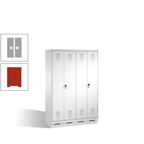 Doppel-Spind, Doppeltüren, Garderobenschrank mit Sockel, 4 Abteile a 300 mm, Korpus anthrazitgrau, Tür anthrazitgrau, 1.800 x 1.200 x 500 mm (HxBxT)