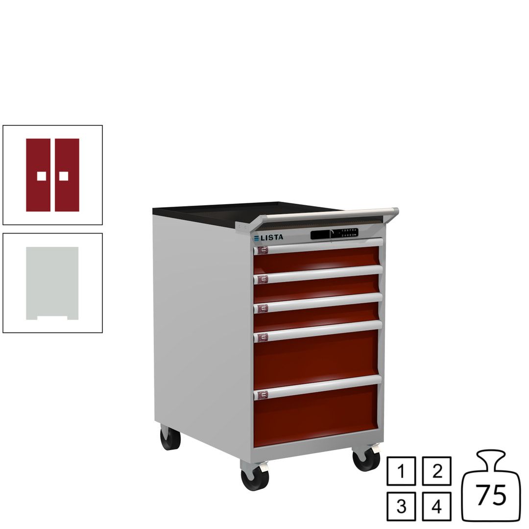Lista Schubladenschrank - 14.397.010 - 990 x 564 x 725 mm (HxBxT) - 5 Schubladen - 75 kg - Key Lock - lichtblau (RAL 5012)