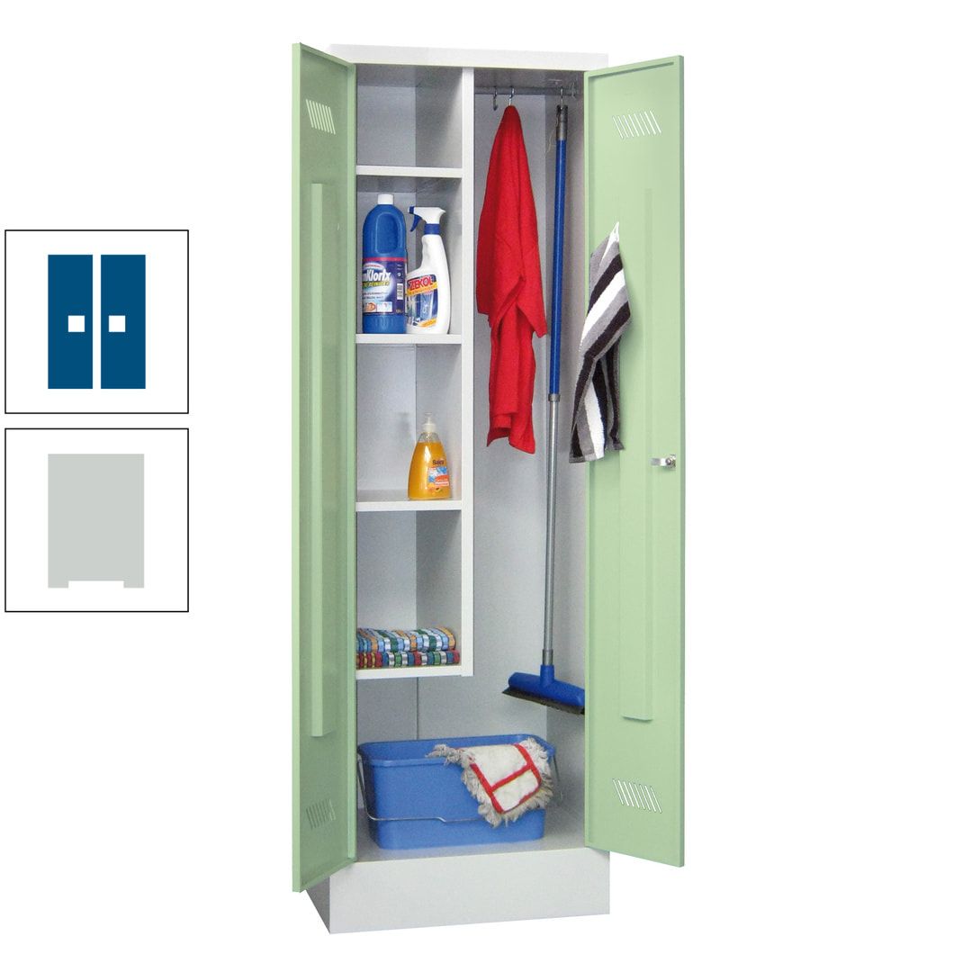 Putzschrank mit Sockel - 1 Abteil mit Trennwand - 1.850x600x500 mm (HxBxT) - Drehriegel - anthrazitgrau