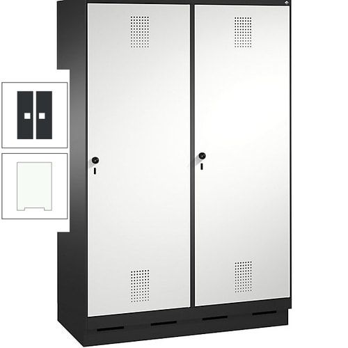 Doppel-Spind, Garderobenschrank, 2 Türen für 4 Abteile a 300 mm, Korpus anthrazitgrau, Türen anthrazitgrau, 1.800 x 1.200 x 500 mm (HxBxT)