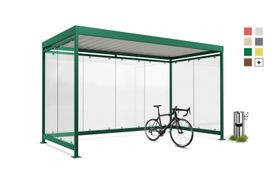 Raucherunterstand, Fahrradunterstand, 12-13 Personen, 2.510 x 4.195 x 2.165 mm (HxBxT), 8 Wände